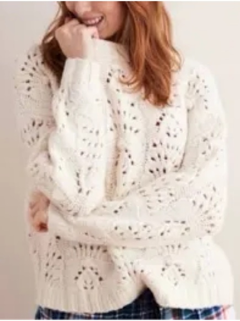 aerie Ivory Open-Knit Cowl Sweater